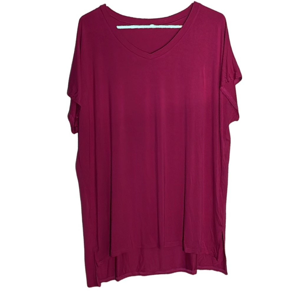 PINK V-NECK WOMAN’S SHORT SLEEVE SHIRT- 2XL